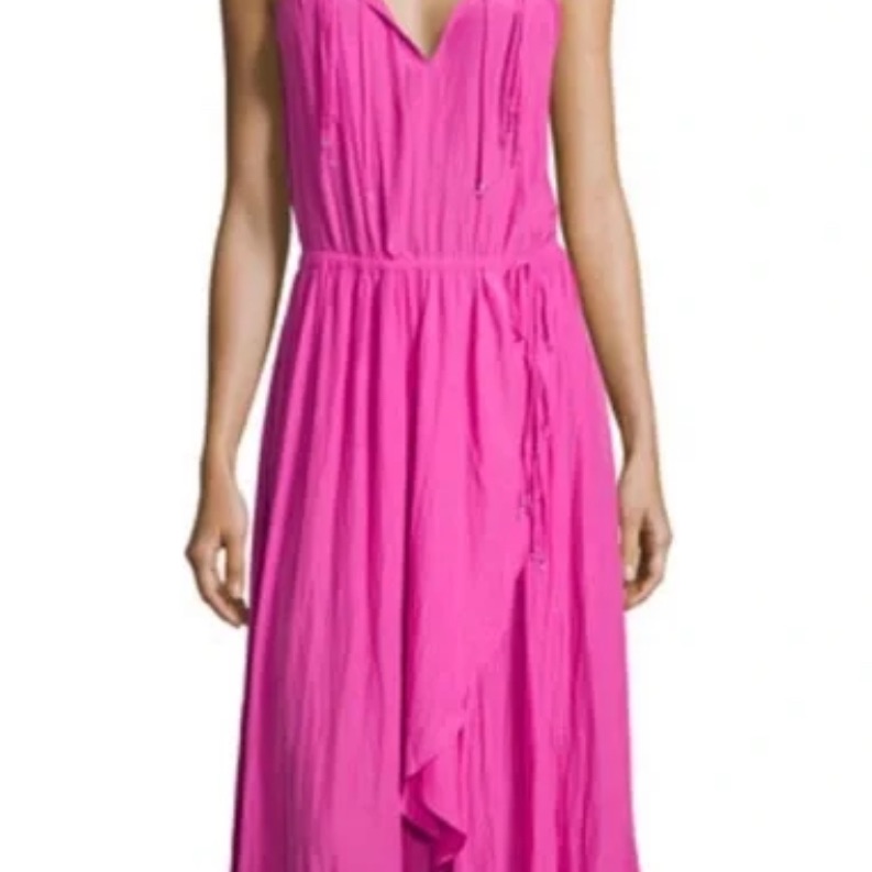 Calypso St. Barth Pink Asymmetrical Ruffled Sundress